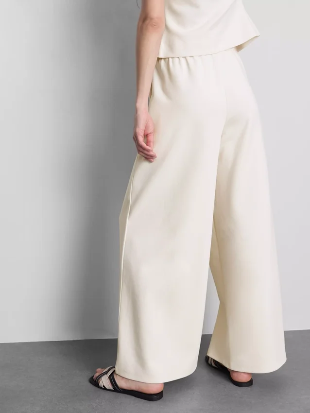 Joggingbroek met wijde pijpen van katoenmix