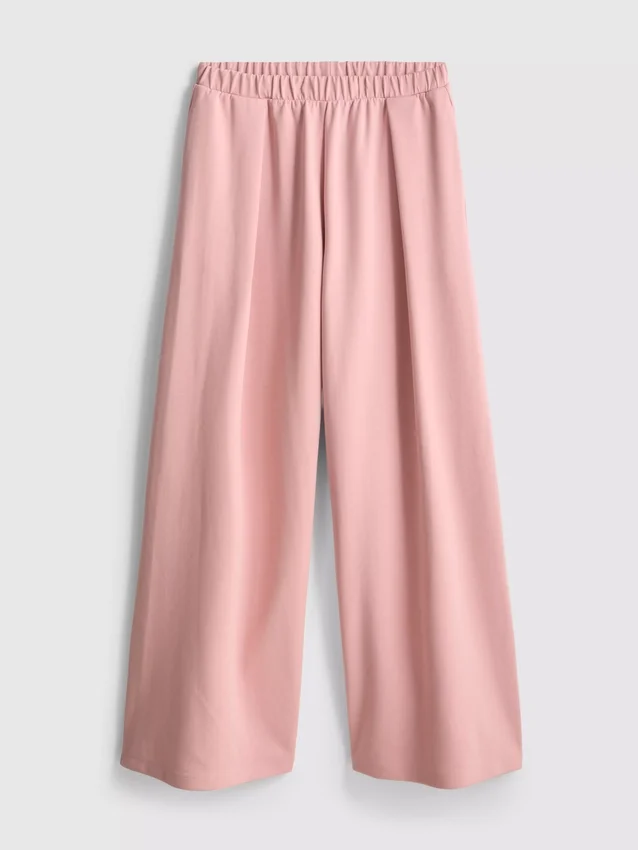Joggingbroek met wijde pijpen van katoenmix