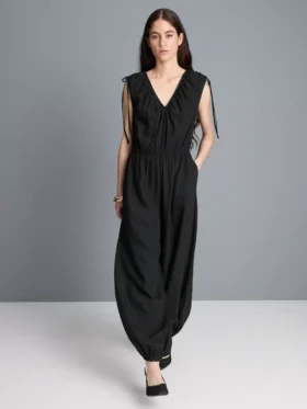 Jumpsuit met V-hals en ballonpijpen