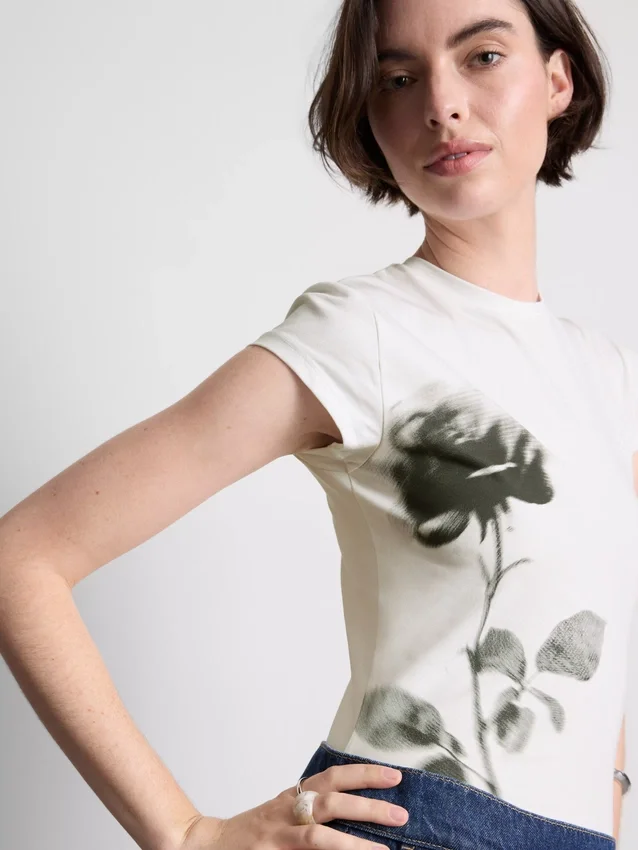 Katoenen baby-T-shirt met bloemenprint