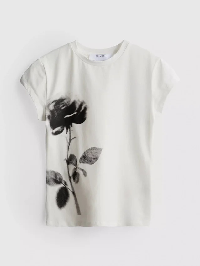 Katoenen baby-T-shirt met bloemenprint
