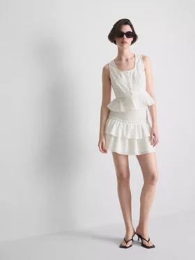 Katoenen cropped cami-top met opengewerkt patroon