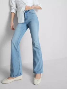 Katoenen denim flared jeans met middelhoge taille