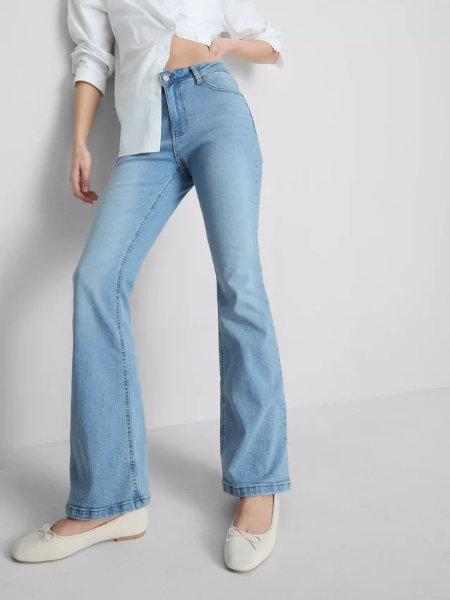 Katoenen denim flared jeans met middelhoge taille