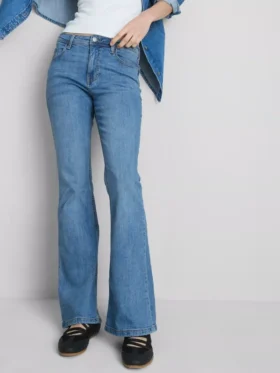 Katoenen denim flared jeans met middelhoge taille