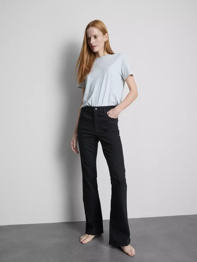 Katoenen denim flared jeans met middelhoge taille
