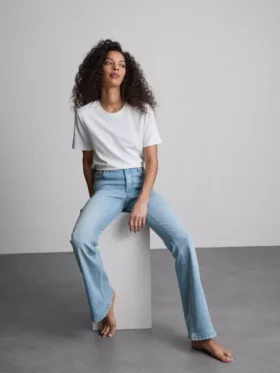 Katoenen denim flared jeans met middelhoge taille