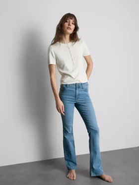 Katoenen denim flared jeans met middelhoge taille