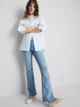 Katoenen denim flared jeans met middelhoge taille
