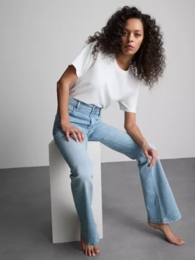 Katoenen denim flared jeans met middelhoge taille