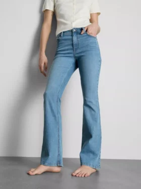 Katoenen denim flared jeans met middelhoge taille