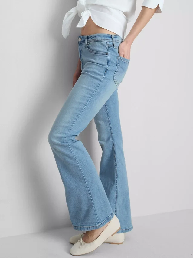 Katoenen denim flared jeans met middelhoge taille