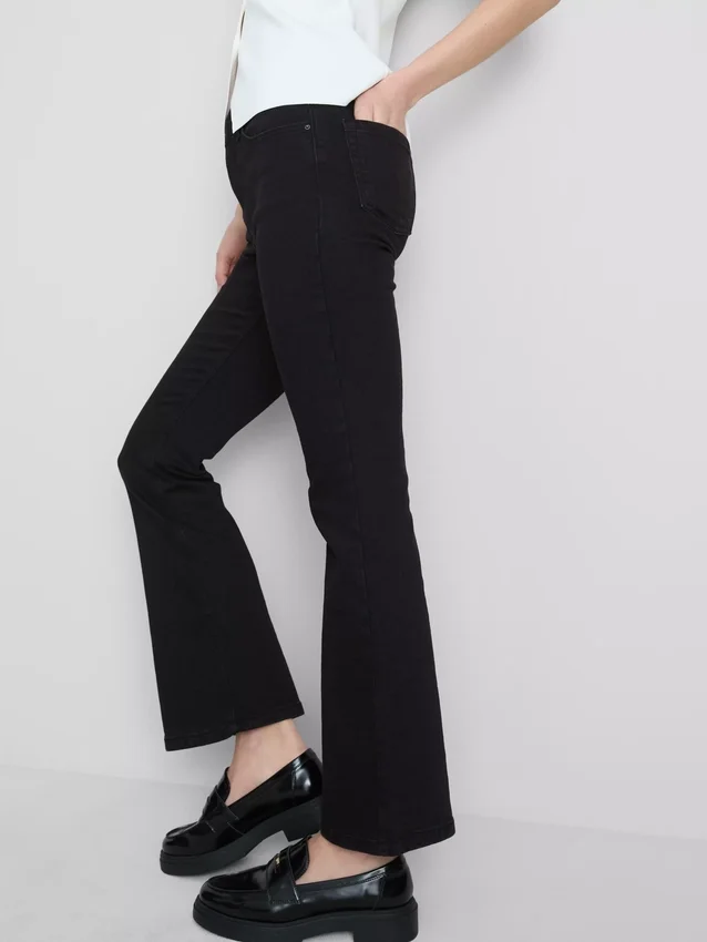 Katoenen denim flared jeans met middelhoge taille