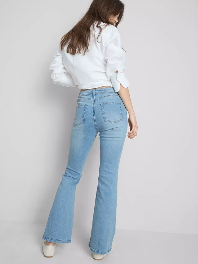 Katoenen denim flared jeans met middelhoge taille