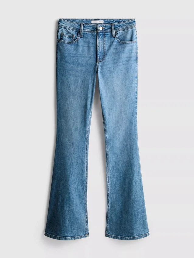 Katoenen denim flared jeans met middelhoge taille