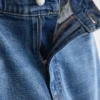 Katoenen denim jeans met hoge taille en taps toelopende pijpen