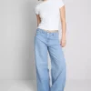 Katoenen denim jeans met middelhoge taille en wijde pijpen