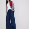 Katoenen denim jeans met middelhoge taille en wijde pijpen