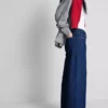 Katoenen denim jeans met middelhoge taille en wijde pijpen