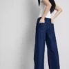Katoenen denim jeans met middelhoge taille en wijde pijpen