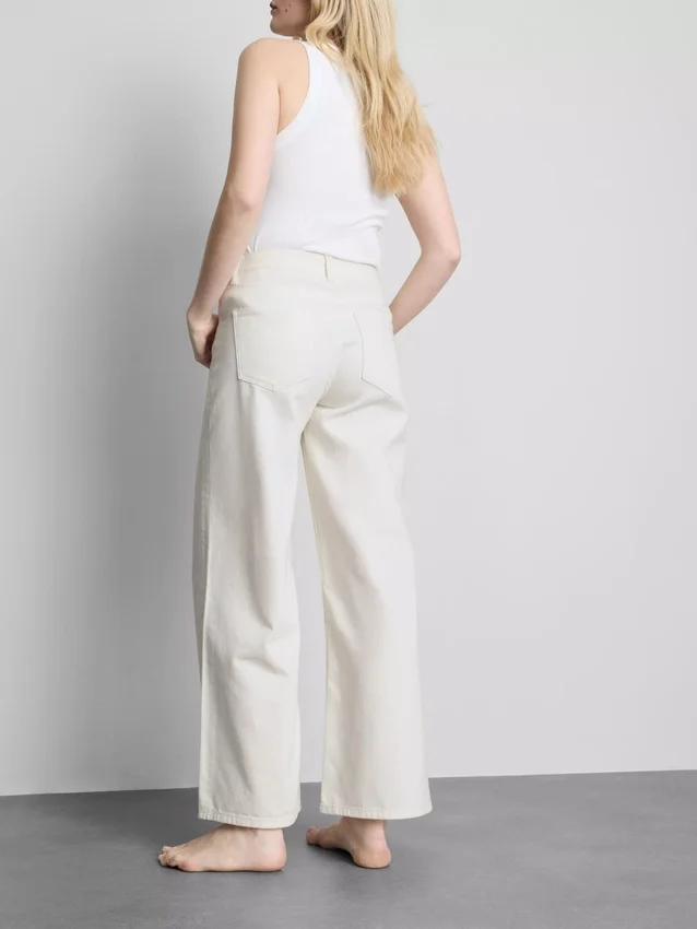 Katoenen denim jeans met middelhoge taille en wijde pijpen
