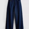 Katoenen denim jeans met middelhoge taille en wijde pijpen