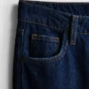 Katoenen denim jeans met middelhoge taille en wijde pijpen
