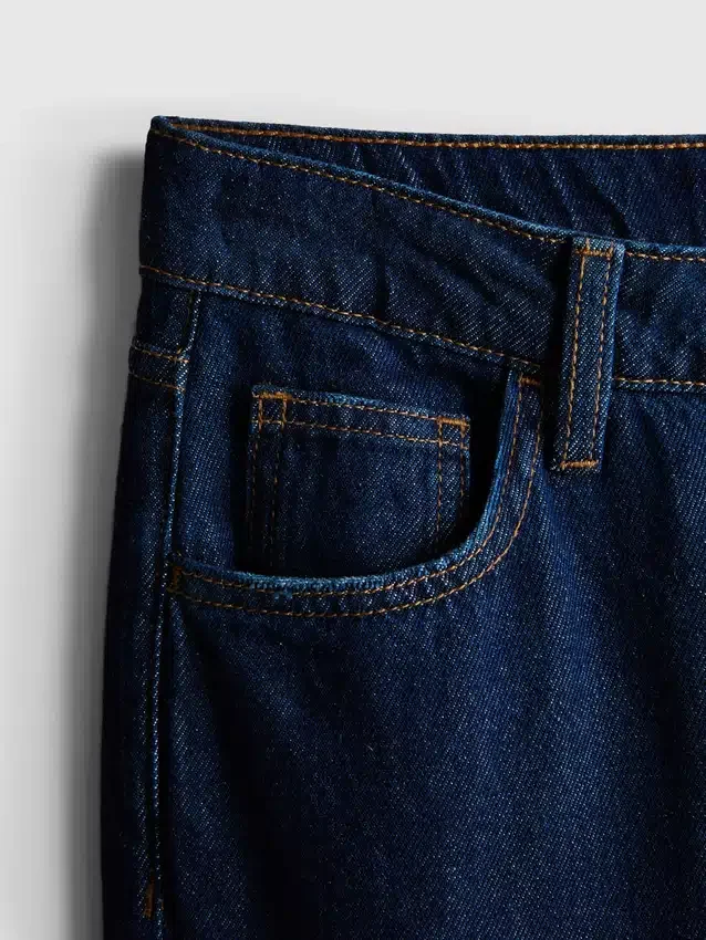 Katoenen denim jeans met middelhoge taille en wijde pijpen