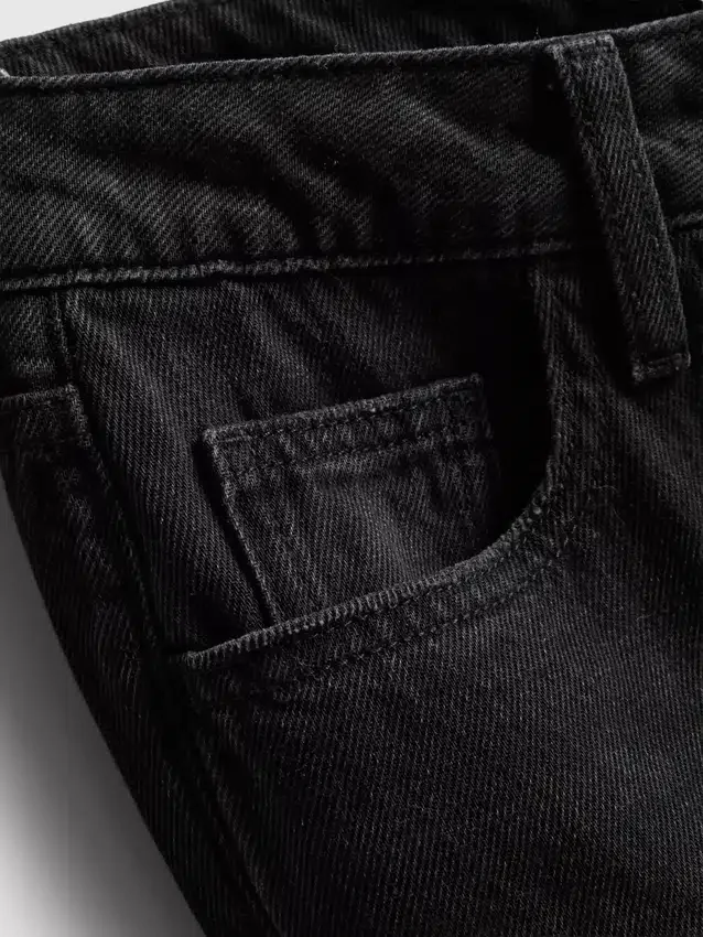 Katoenen denim jeans met middelhoge taille en wijde pijpen