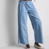 Katoenen denim jeans met plooien en wijde pijpen
