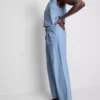 Katoenen denim jeans met plooien en wijde pijpen