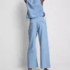Katoenen denim jeans met plooien en wijde pijpen