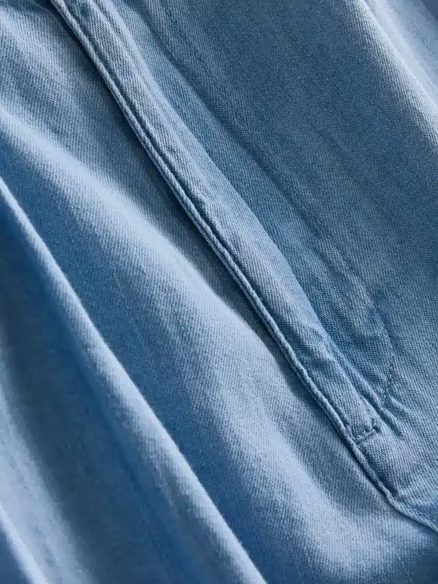 Katoenen denim jeans met plooien en wijde pijpen