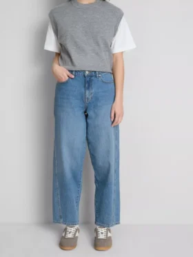 Katoenen denim jeans met taps toelopende rechte pijpen