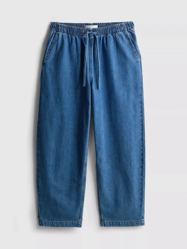 Katoenen denim joggingbroeken met taps toelopende pijpen