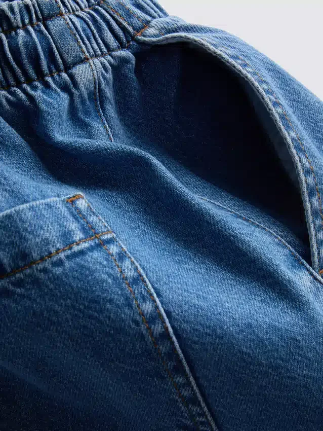 Katoenen denim joggingbroeken met taps toelopende pijpen