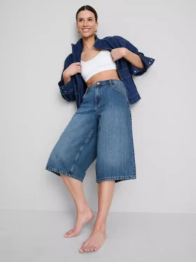 Katoenen denim-short