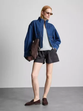 Katoenen denim utility-Shorts