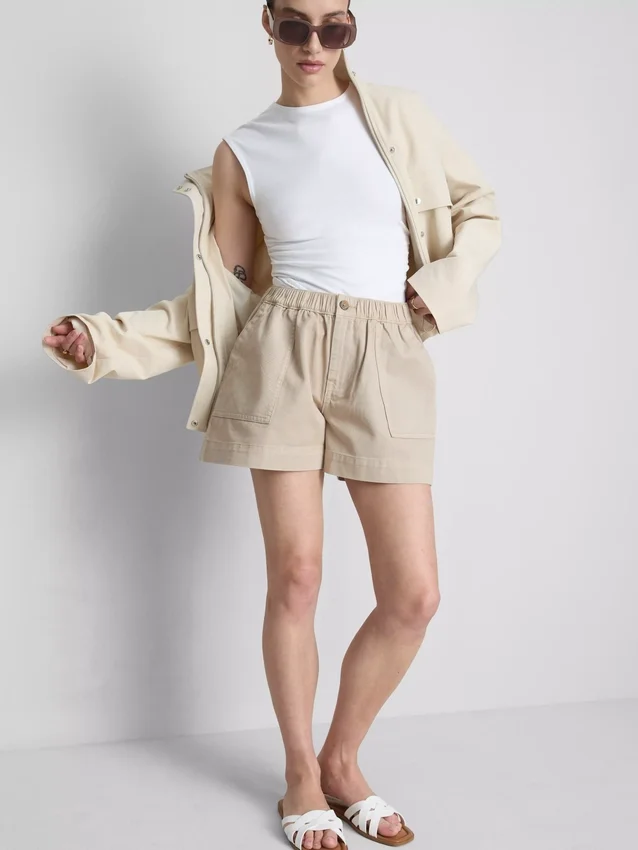 Katoenen denim utility-Shorts