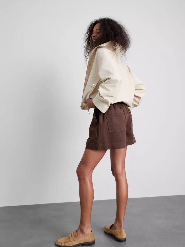 Katoenen denim utility-Shorts