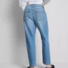 Katoenen denimjeans met middelhoge taille en rechte pijpen