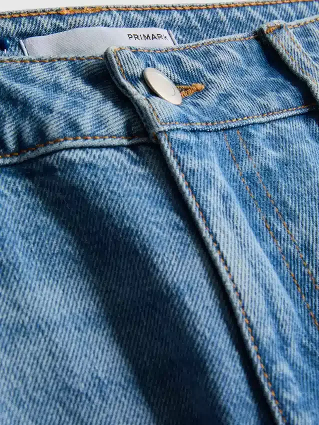 Katoenen denimjeans met middelhoge taille en rechte pijpen