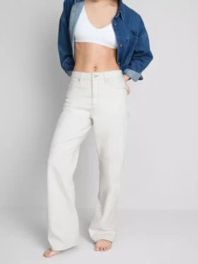 Katoenen denimjeans met rechte pijpen