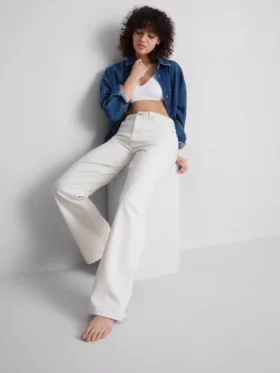 Katoenen denimjeans met rechte pijpen