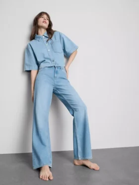 Katoenen denimjeans met rechte pijpen