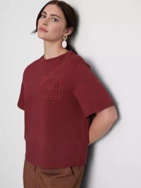 Katoenen gehaakt T-shirt met korte mouwen