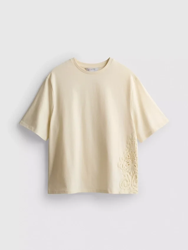 Katoenen gehaakt T-shirt met korte mouwen