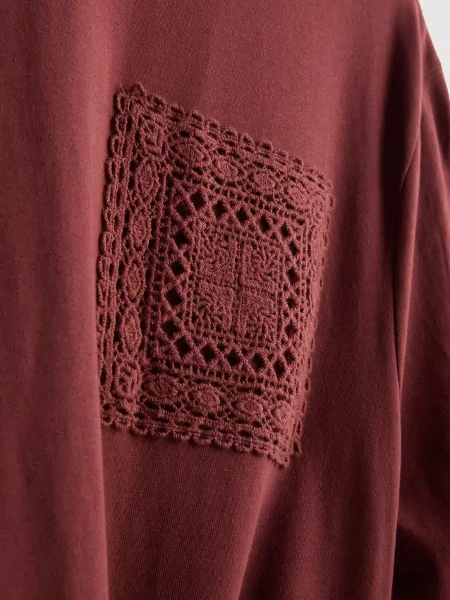 Katoenen gehaakt T-shirt met korte mouwen