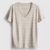 Katoenen gestreept T-shirt met V-hals