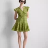 Katoenen mini-jurk met ruches en oogjes